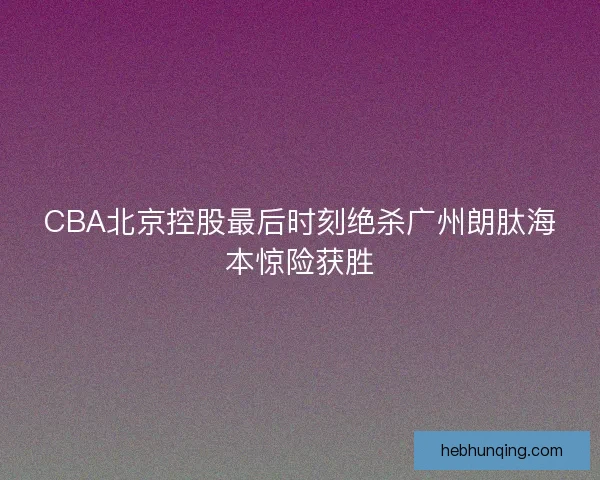 CBA北京控股最后时刻绝杀广州朗肽海本惊险获胜 CBA北京控股最后时刻绝杀广州朗肽海本惊险获胜