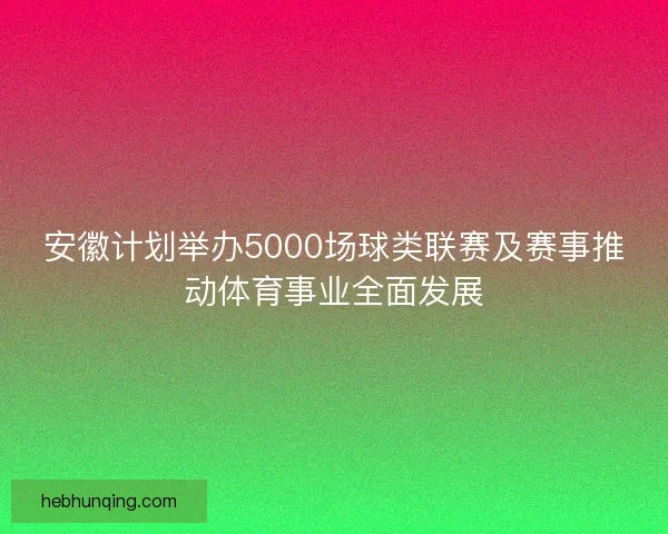 安徽计划举办5000场球类联赛及赛事推动体育事业全面发展